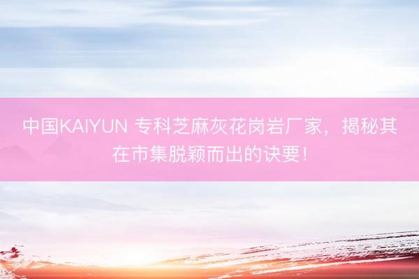 中国KAIYUN 专科芝麻灰花岗岩厂家,揭秘其在市集脱颖而出的诀要!