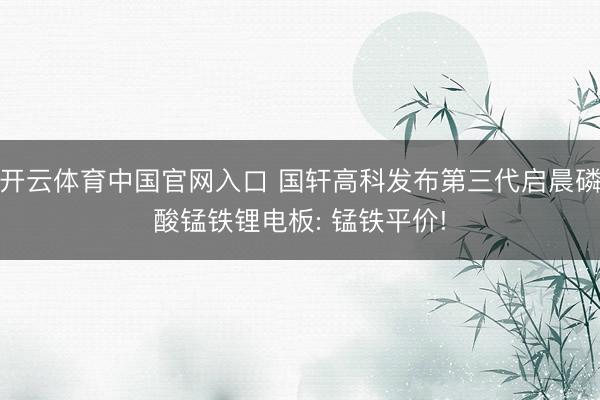 开云体育中国官网入口 国轩高科发布第三代启晨磷酸锰铁锂电板: 锰铁平价!