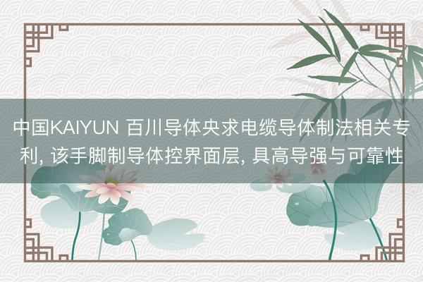 中国KAIYUN 百川导体央求电缆导体制法相关专利， 该手脚制导体控界面层， 具高导强与可靠性