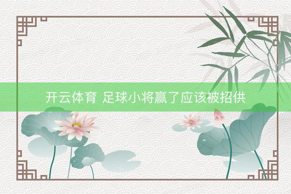 开云体育 足球小将赢了应该被招供