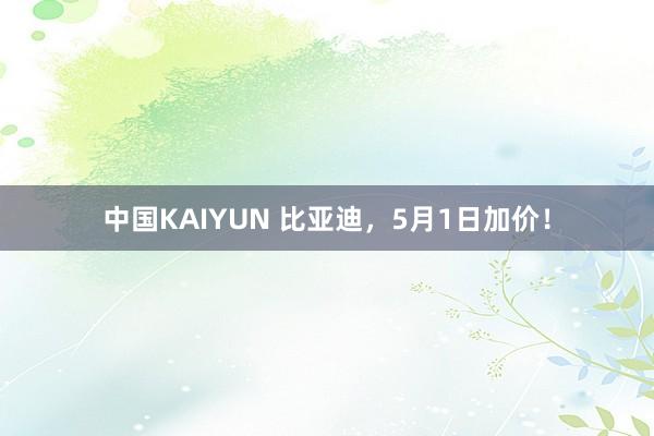 中国KAIYUN 比亚迪，5月1日加价！