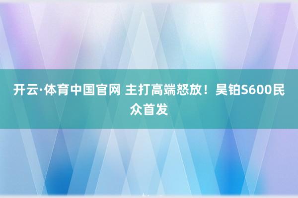 开云·体育中国官网 主打高端怒放！昊铂S600民众首发